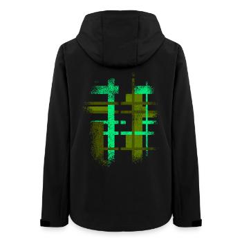 Abstrakt Cyber VINTAGE Hintergrund Design - Frauen Recycelte Softshelljacke von Stanley/Stella - Schwarz - Hinten - AI Model Female 172 light (172cm)