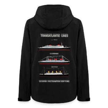 TRANSATLANTIC LINES POSTER - Women’s Recycled Softshell Jacket by Stanley/Stella - black - Back - AI Model Female 172 light (172cm)