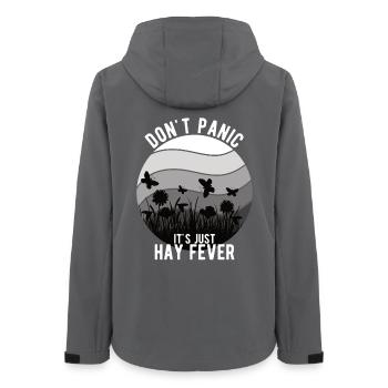 "Don't Panic It's Just Hay Fever" Hay Fever - Women’s Recycled Softshell Jacket by Stanley/Stella - anthracite - Back - AI Model Female 172 light (172cm)
