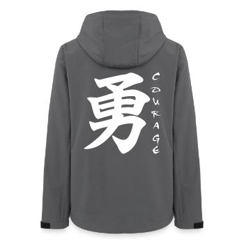 The word courage in Japanese (white) - Women’s Recycled Softshell Jacket by Stanley/Stella - anthracite - Back - AI Model Female 172 light (172cm)