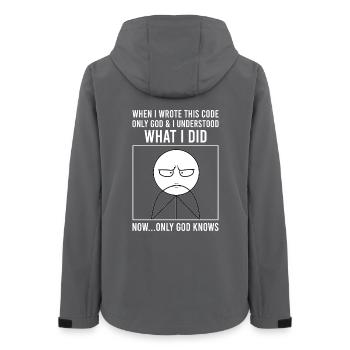 Programmierer Informatiker Softwareentwickler Meme - Frauen Recycelte Softshelljacke von Stanley/Stella - Anthrazit - Hinten - AI Model Female 172 light (172cm)