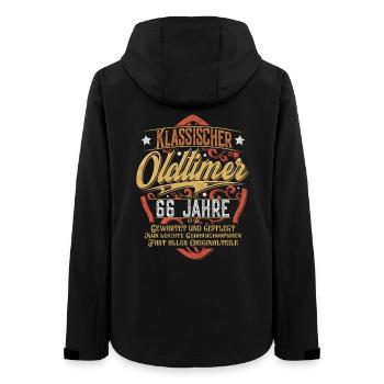 66. Geburtstag Oldtimer - Frauen Recycelte Softshelljacke von Stanley/Stella - Schwarz - Hinten - AI Model Female 172 light (172cm)