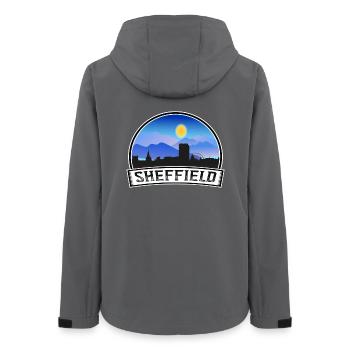 Sheffield England Skyline Vintage Sonnenuntergang Reise So - Frauen Recycelte Softshelljacke von Stanley/Stella - Anthrazit - Hinten - AI Model Female 172 light (172cm)