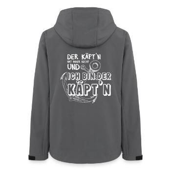 Käptn Kapitän Anker Schifffahr Bootsführerschein - Frauen Recycelte Softshelljacke von Stanley/Stella - Anthrazit - Hinten - AI Model Female 172 light (172cm)