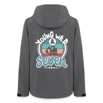 Excavator 7 years children's birthday party - Women’s Recycled Softshell Jacket by Stanley/Stella - anthracite - Back - AI Model Female 172 light (172cm)