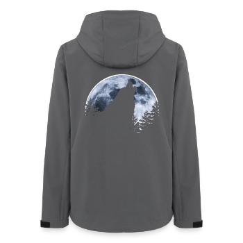Loup hurle lune - La silhouette du loup - Veste softshell femme recyclée Stanley/Stella - charbon - Dos - AI Model Female 172 light (172cm)
