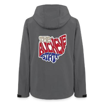 The Buckeye State Ohio Map Word Cloud - Women’s Recycled Softshell Jacket by Stanley/Stella - anthracite - Back - AI Model Female 172 light (172cm)