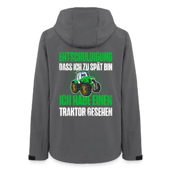 Traktor Landwirt Landwirtschaft - Frauen Recycelte Softshelljacke von Stanley/Stella - Anthrazit - Hinten - AI Model Female 172 light (172cm)