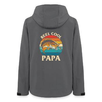 Fishing Quote Reel Cool Papa Fishing Design - Women’s Recycled Softshell Jacket by Stanley/Stella - anthracite - Back - AI Model Female 172 light (172cm)