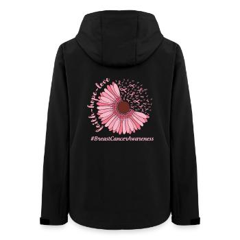 Breast Cancer Awareness Pink Flower - Women’s Recycled Softshell Jacket by Stanley/Stella - black - Back - AI Model Female 172 light (172cm)