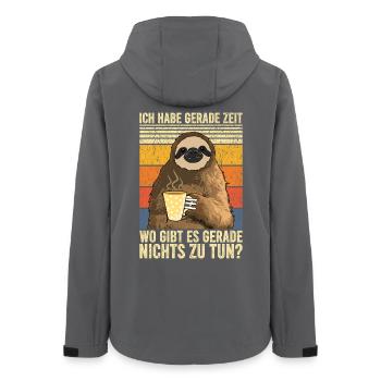Ich Habe Jetzt Zeit Faultier Kaffee Arbeitskollege - Frauen Recycelte Softshelljacke von Stanley/Stella - Anthrazit - Hinten - AI Model Female 172 light (172cm)