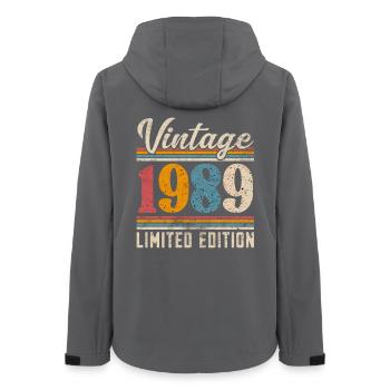 1989 Millésime Année de construction Anniversaire Vintage - Veste softshell femme recyclée Stanley/Stella - charbon - Dos - AI Model Female 172 light (172cm)