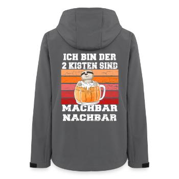 lustiges "der 2 Kisten machbar Nachbar" Motiv - Frauen Recycelte Softshelljacke von Stanley/Stella - Anthrazit - Hinten - AI Model Female 172 light (172cm)