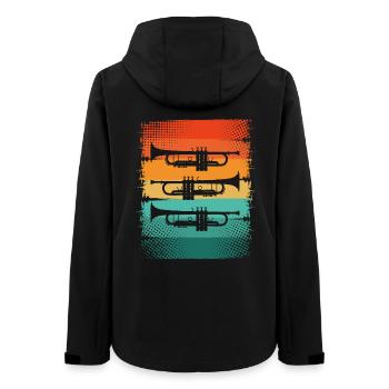 Trompete - Frauen Recycelte Softshelljacke von Stanley/Stella - Schwarz - Hinten - AI Model Female 172 light (172cm)