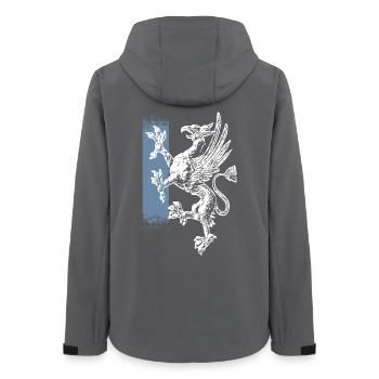 Rostock - stehender Greif - blau weiss - Frauen Recycelte Softshelljacke von Stanley/Stella - Anthrazit - Hinten - AI Model Female 172 light (172cm)