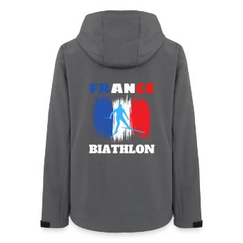 Design Biathlon France Tricolore fan sport - Women’s Recycled Softshell Jacket by Stanley/Stella - anthracite - Back - AI Model Female 172 light (172cm)