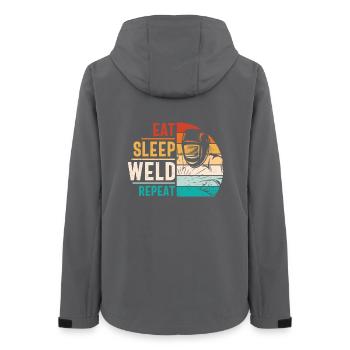 Welder Quote Funny Design Eat Sleep Weld Repeat - Women’s Recycled Softshell Jacket by Stanley/Stella - anthracite - Back - AI Model Female 172 light (172cm)