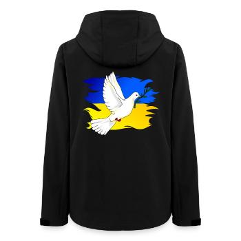 Drapeau de l’Ukraine aux couleurs nationales et colombe de la paix - Veste softshell femme recyclée Stanley/Stella - noir - Dos - AI Model Female 172 light (172cm)