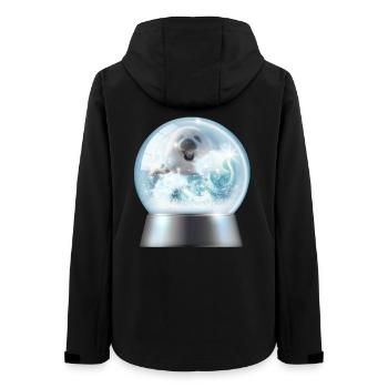 Snow Globe Puppy in Winter Glint - Women’s Recycled Softshell Jacket by Stanley/Stella - black - Back - AI Model Female 172 light (172cm)