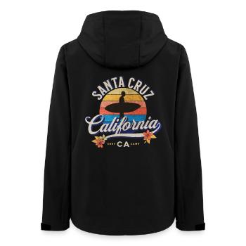 California Santa Cruz Surfing Retro Sunset - Women’s Recycled Softshell Jacket by Stanley/Stella - black - Back - AI Model Female 172 light (172cm)