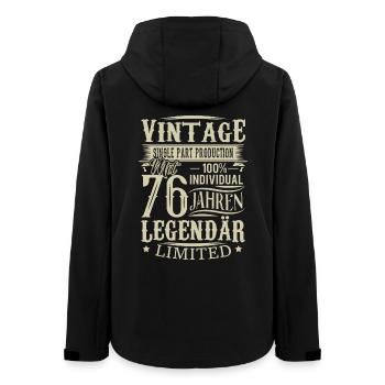 76. Geburtstag Vintage Legendär - Frauen Recycelte Softshelljacke von Stanley/Stella - Schwarz - Hinten - AI Model Female 172 light (172cm)