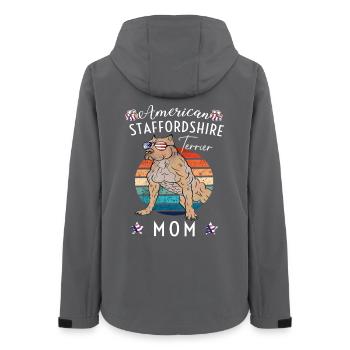 American Staffordshire Maman Rétro - Veste softshell femme recyclée Stanley/Stella - charbon - Dos - AI Model Female 172 light (172cm)