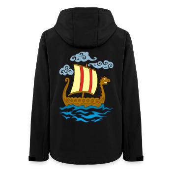 Lustiger Wikinger Drakkar - Frauen Recycelte Softshelljacke von Stanley/Stella - Schwarz - Hinten - AI Model Female 172 light (172cm)