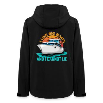 Ich mag große Boote und ich kann nicht lügen - Frauen Recycelte Softshelljacke von Stanley/Stella - Schwarz - Hinten - AI Model Female 172 light (172cm)