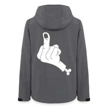 Abgetrennte Hand und Vulgarität (weiß) - Frauen Recycelte Softshelljacke von Stanley/Stella - Anthrazit - Hinten - AI Model Female 172 light (172cm)