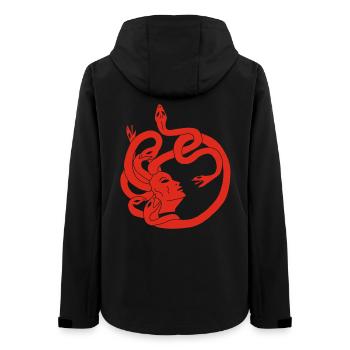 Frau mit Schlangenhaar (rot) - Frauen Recycelte Softshelljacke von Stanley/Stella - Schwarz - Hinten - AI Model Female 172 light (172cm)