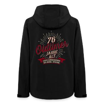 76. Geburtstag Oldtimer - Frauen Recycelte Softshelljacke von Stanley/Stella - Schwarz - Hinten - AI Model Female 172 light (172cm)