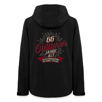 66. Geburtstag Oldtimer - Frauen Recycelte Softshelljacke von Stanley/Stella - Schwarz - Hinten - AI Model Female 172 light (172cm)