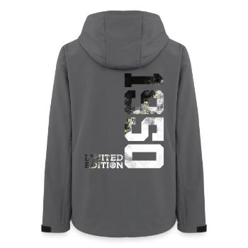76. GEBURTSTAG LIMITED EDITION 1950 - Frauen Recycelte Softshelljacke von Stanley/Stella - Anthrazit - Hinten - AI Model Female 172 light (172cm)