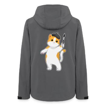 Cat Painter Brush Painting - Women’s Recycled Softshell Jacket by Stanley/Stella - anthracite - Back - AI Model Female 172 light (172cm)