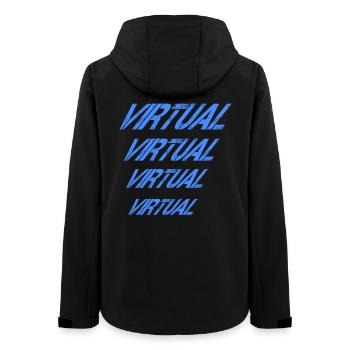 Virtuelles Blau Wiederholt - Frauen Recycelte Softshelljacke von Stanley/Stella - Schwarz - Hinten - AI Model Female 172 light (172cm)