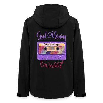 Retro Vintage 80's 90's Mixtape Kassette Teil - Frauen Recycelte Softshelljacke von Stanley/Stella - Schwarz - Hinten - AI Model Female 172 light (172cm)