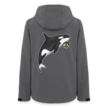 Schwertwal Handballspieler Handball - Frauen Recycelte Softshelljacke von Stanley/Stella - Anthrazit - Hinten - AI Model Female 172 light (172cm)