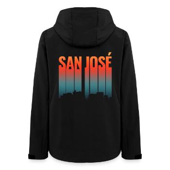 San José Skyline Farbverlauf - Frauen Recycelte Softshelljacke von Stanley/Stella - Schwarz - Hinten - AI Model Female 172 light (172cm)