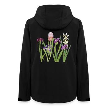Wild Iris and Orchid Botanical Design - Women’s Recycled Softshell Jacket by Stanley/Stella - black - Back - AI Model Female 172 light (172cm)