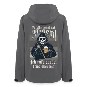 Er ruft ich komm dich holen ! - Frauen Recycelte Softshelljacke von Stanley/Stella - Anthrazit - Hinten - AI Model Female 172 light (172cm)