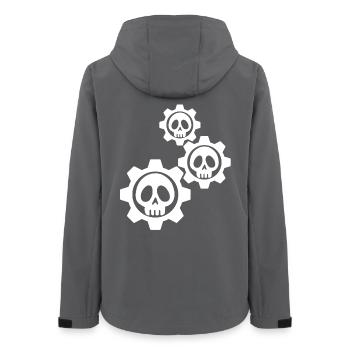 Weiße Totenköpfe und Zahnräder - Frauen Recycelte Softshelljacke von Stanley/Stella - Anthrazit - Hinten - AI Model Female 172 light (172cm)