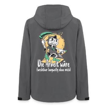 Sensenmann mit Werkzeug - Frauen Recycelte Softshelljacke von Stanley/Stella - Anthrazit - Hinten - AI Model Female 172 light (172cm)