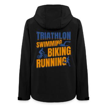 Triathlon Schwimmen Radfahren Laufen - Frauen Recycelte Softshelljacke von Stanley/Stella - Schwarz - Hinten - AI Model Female 172 light (172cm)