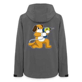 Hund Handwerker Bohrmaschine Handwerk - Frauen Recycelte Softshelljacke von Stanley/Stella - Anthrazit - Hinten - AI Model Female 172 light (172cm)