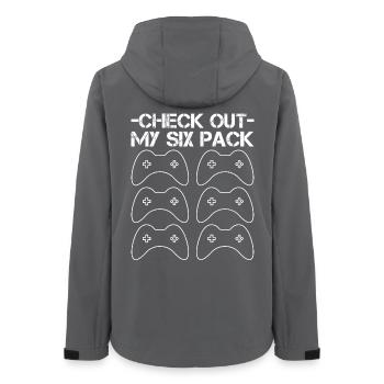 Schauen Sie sich mein Sixpack Gaming Videospiele Gamer an - Frauen Recycelte Softshelljacke von Stanley/Stella - Anthrazit - Hinten - AI Model Female 172 light (172cm)