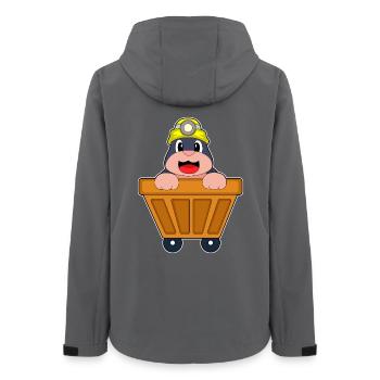 Maulwurf Bergarbeiter Bergbauhelm Bergbau - Frauen Recycelte Softshelljacke von Stanley/Stella - Anthrazit - Hinten - AI Model Female 172 light (172cm)