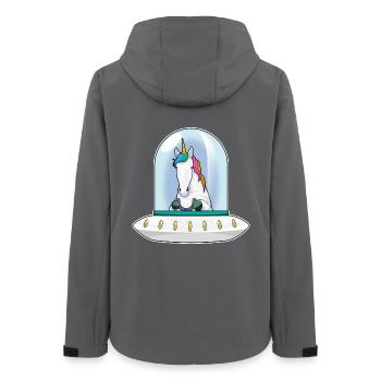 Einhorn Raumschiff Weltraum - Frauen Recycelte Softshelljacke von Stanley/Stella - Anthrazit - Hinten - AI Model Female 172 light (172cm)
