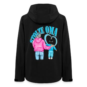stolze Oma - Enkel schwarze Haare blaues Herz - Frauen Recycelte Softshelljacke von Stanley/Stella - Schwarz - Hinten - AI Model Female 172 light (172cm)