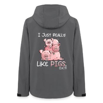 I Just Really Like Pigs Schweine Motiv - Frauen Recycelte Softshelljacke von Stanley/Stella - Anthrazit - Hinten - AI Model Female 172 light (172cm)