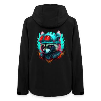 Panda pilote néon steampunk - Veste softshell femme recyclée Stanley/Stella - noir - Dos - AI Model Female 172 light (172cm)